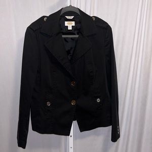 Talbots Button Gather Black Jacket Size 16